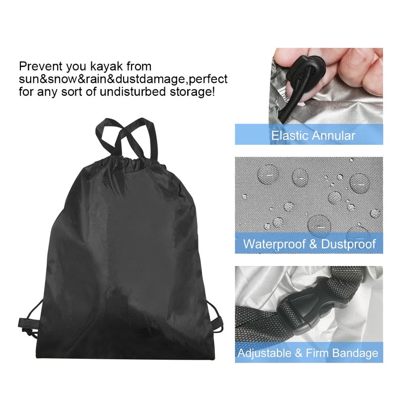MAYMII (2.6m-6m / 7.8-18ft) Durable Kayak Canoe Storage Cockpit Dust Cover- Waterproof UV Sunblock Shield Protector for 7 Sizes Range Fishing Boat/Kayak/Canoe/Paddle Board - Image 3